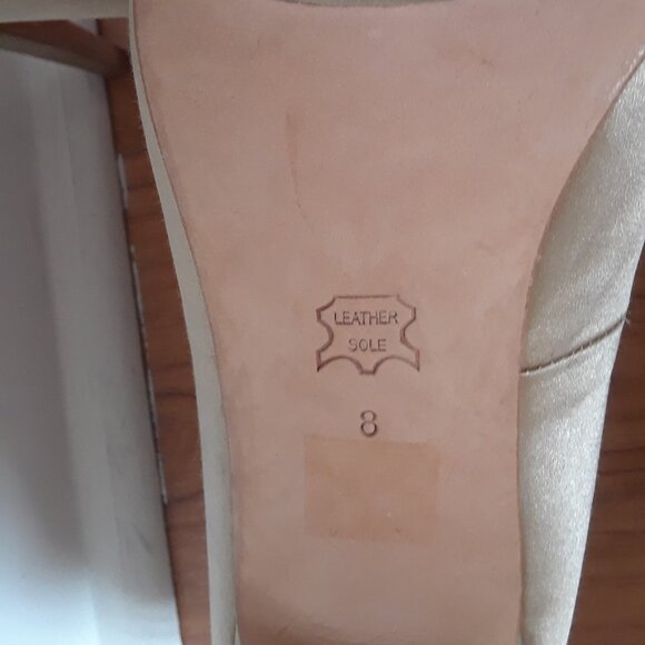 Gold Satin Heels With Ribbon Tie Detail - Picture 3 of 6